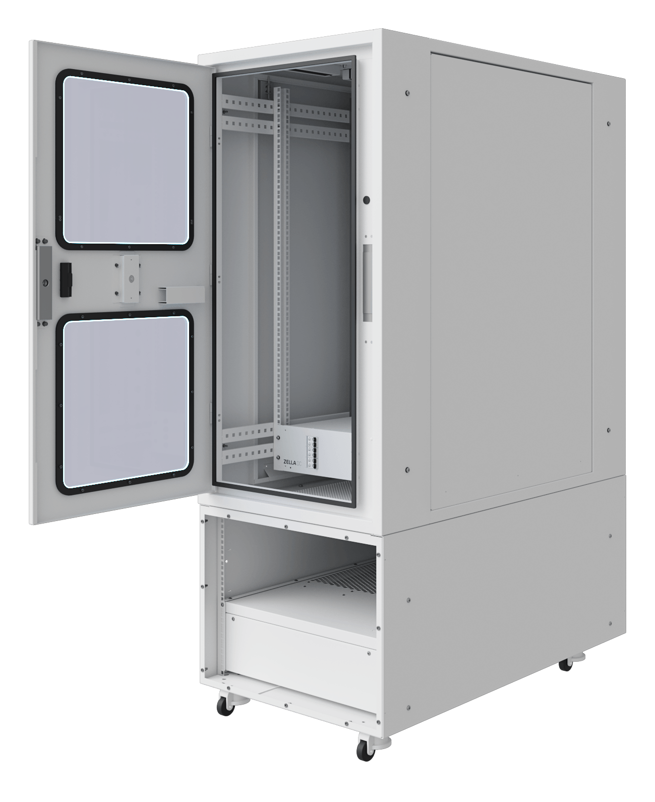 Zella Pro open showing internal rack